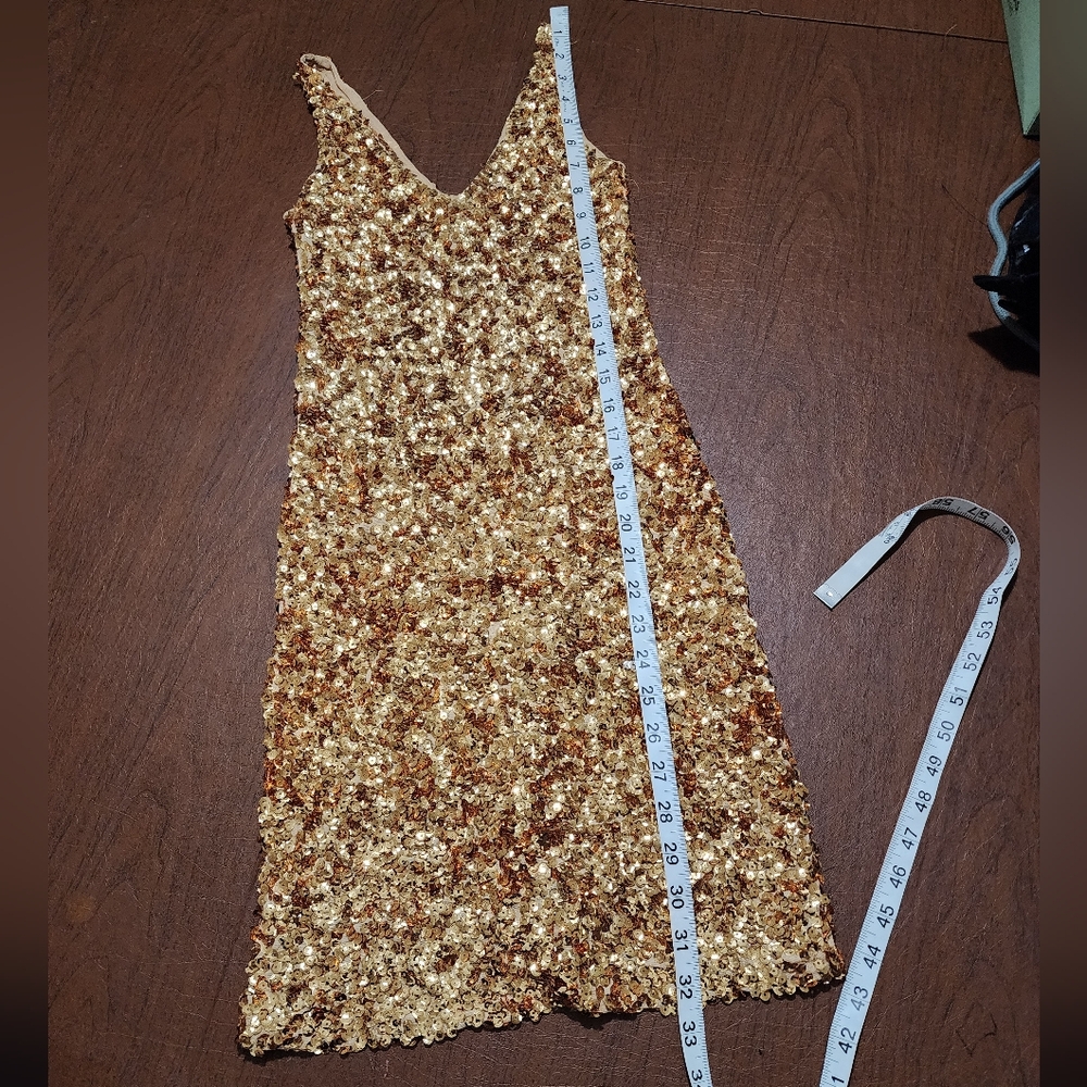 Gold Sequin Sleeveless Dress - Picture 2 of 7